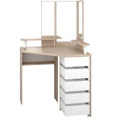 Coiffeuse d'angle avec miroirs et rangements