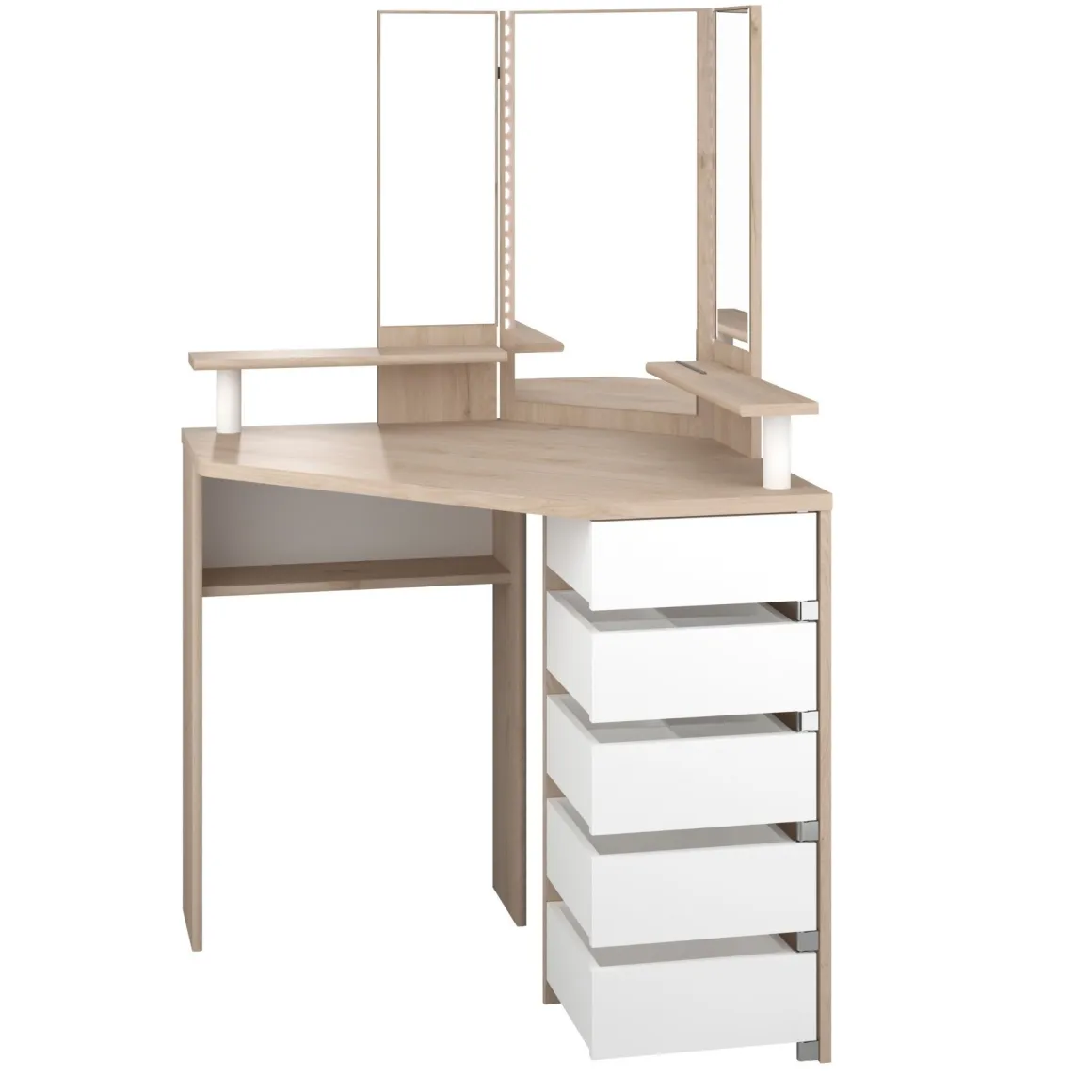 Coiffeuse d'angle avec miroirs et rangements