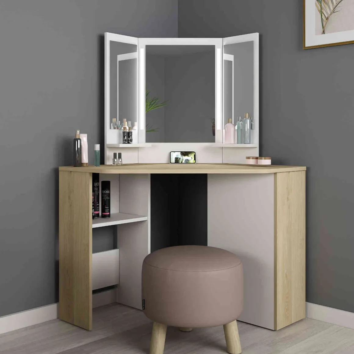 Coiffeuse enfant avec miroirs en bois - CF9023