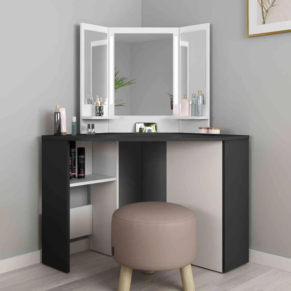Coiffeuse enfant avec miroirs en bois - CF9023
