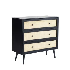 Commode cannage avec 3 tiroirs ANNA