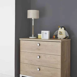 Commode enfant 3 tiroirs en bois imitation chêne blond - CO5043-1