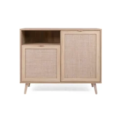 Commode 1 niche 2 portes en imprimé cannage - CO7073-1