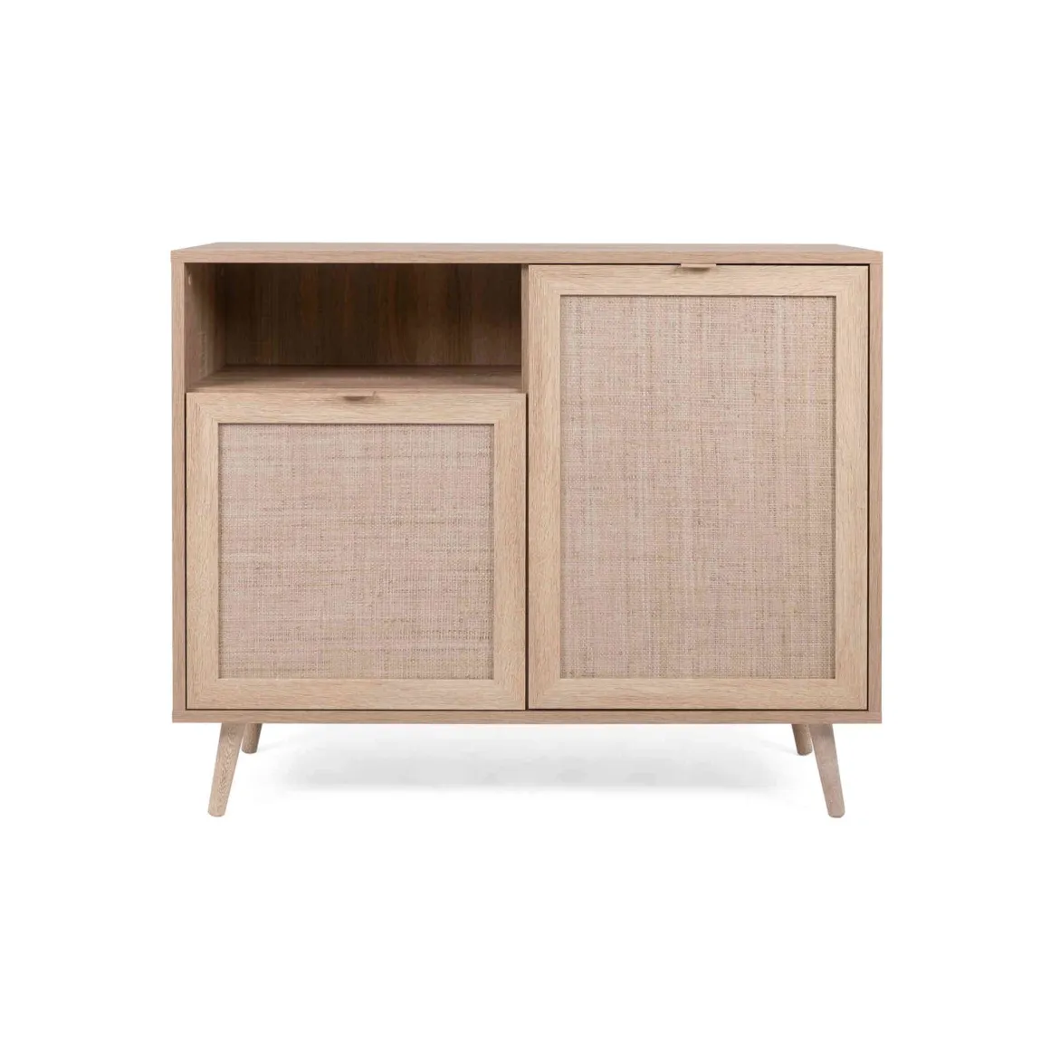 Commode 1 niche 2 portes en imprimé cannage - CO7073-1