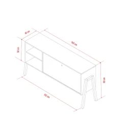 Commode 1 porte 2 niches de rangement en bois imitation chêne clair et blanc - CO17030