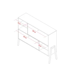 Commode 2 portes avec niches de rangement en bois imitation chêne clair et blanc - CO17031