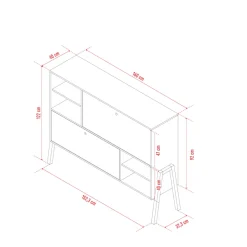 Commode 2 portes avec niches de rangement en bois imitation chêne clair et blanc - CO17031