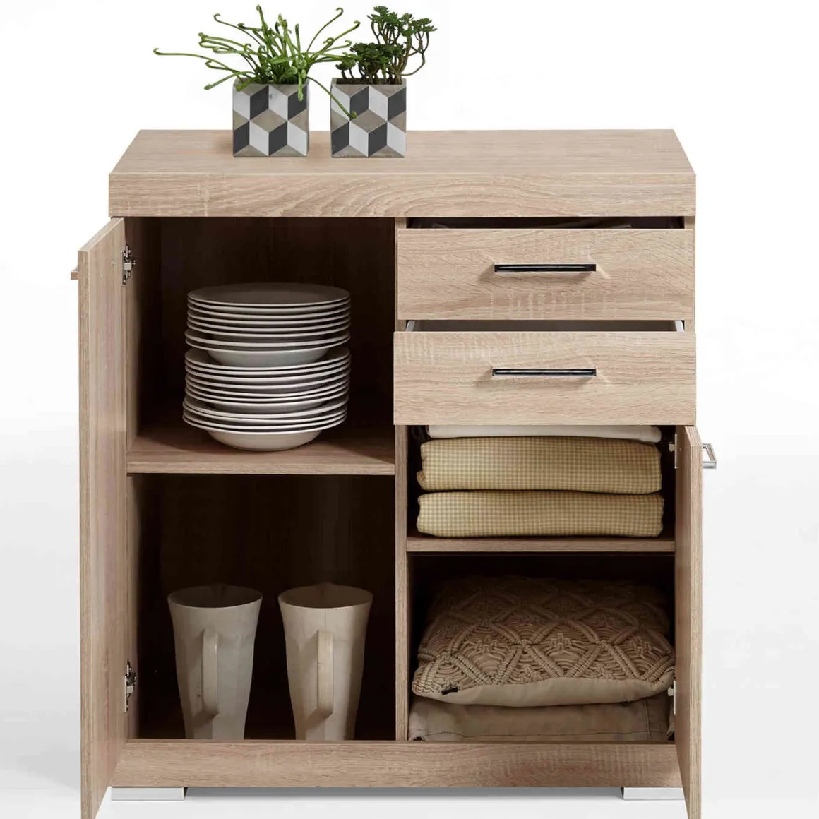Commode 2 portes 2 tiroirs en bois - CO13003