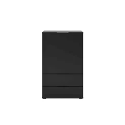 Commode 1 porte 2 tiroirs en bois noir satiné - CO13034-3