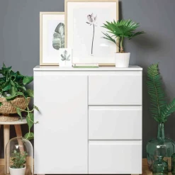 Commode 1 porte 3 tiroirs en bois - CO7020