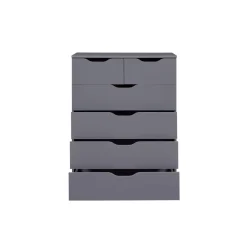 Commode 6 rangements en bois gris anthracite - CO12098