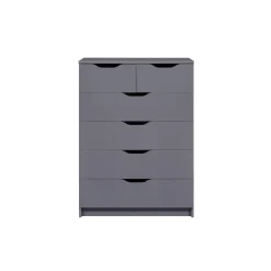 Commode 6 rangements en bois gris anthracite - CO12098
