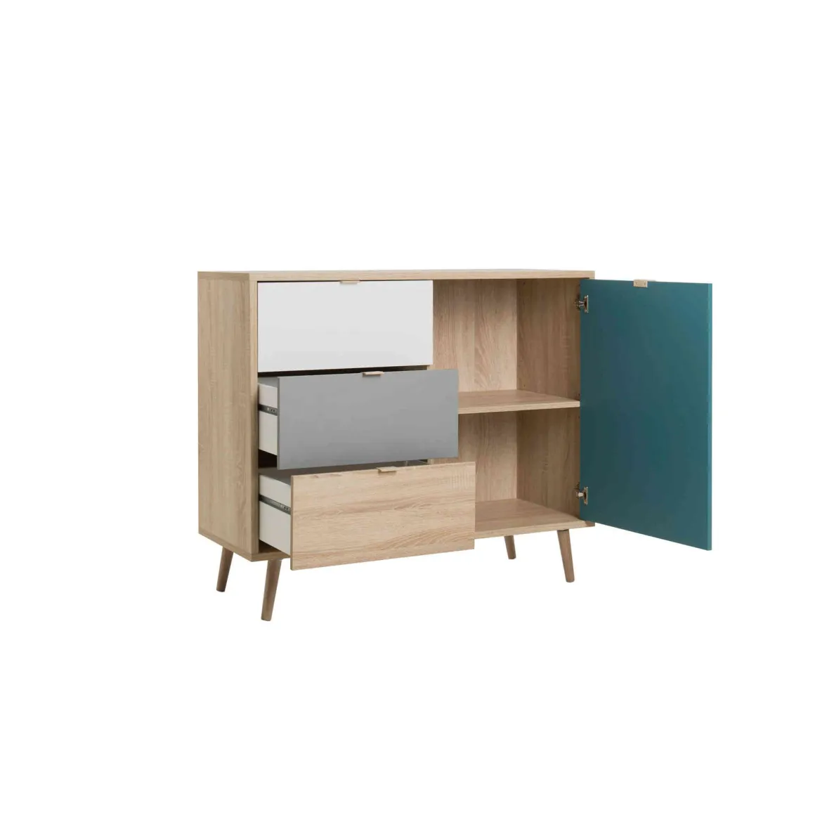 Commode scandinave 3 tiroirs 1 porte multicolore CO7001