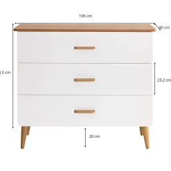 Commode SMOOTHCLOUD en bois naturel et blanc