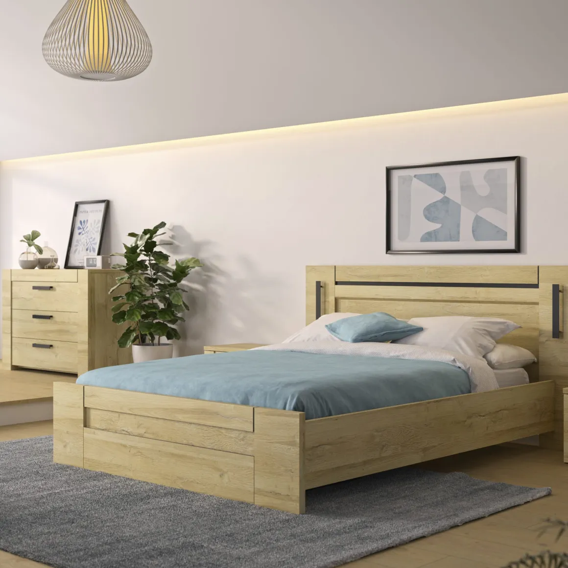Commode 3 tiroirs avec poignées en métal - CO5074