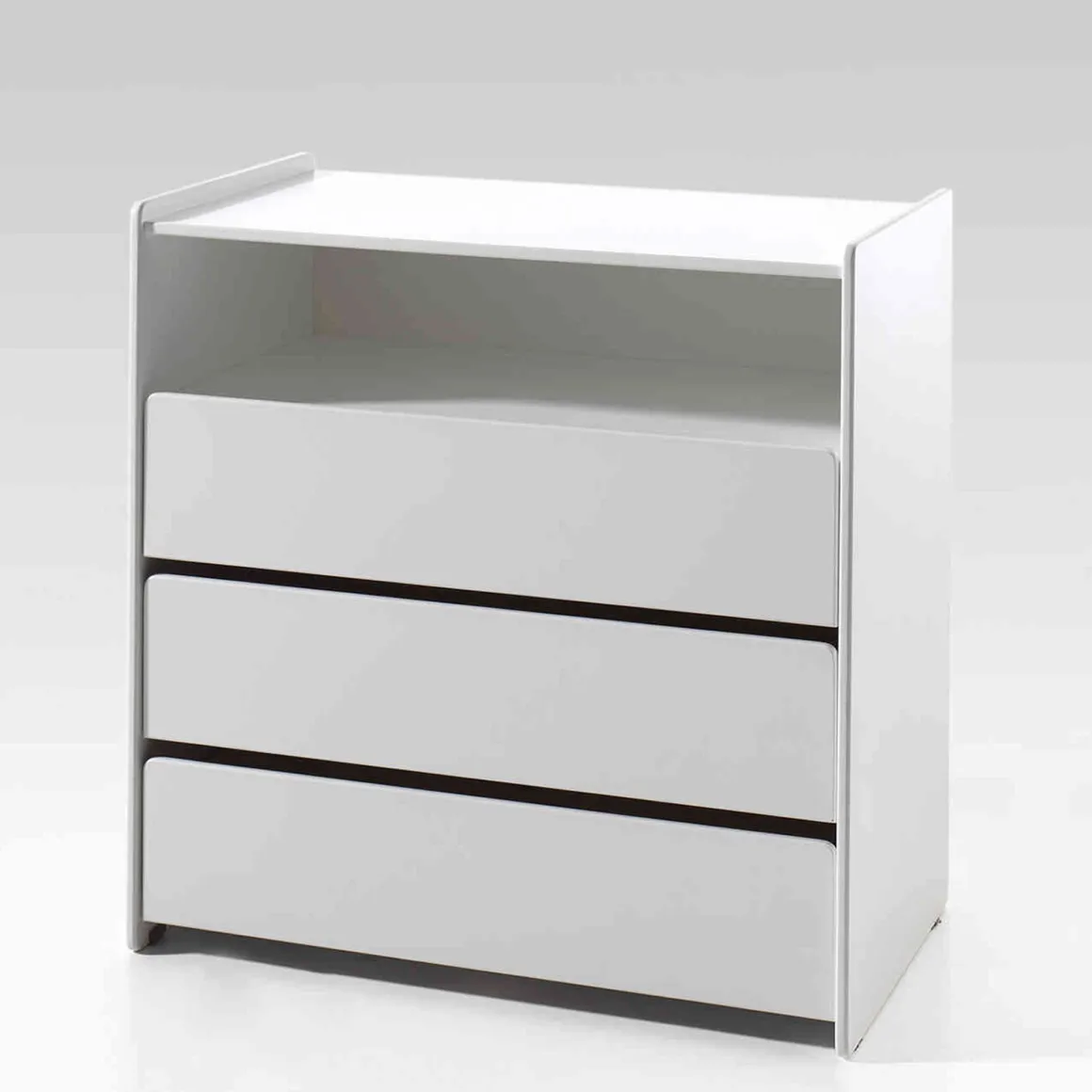 Commode 3 tiroirs bois blanc laqué - Terre de nuit
