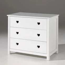 Commode 3 tiroirs en bois blanc CO2001