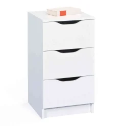 Commode 3 tiroirs en bois blanc - CO12052-2