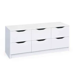 Commode 6 tiroirs en bois blanc - CO12052-4