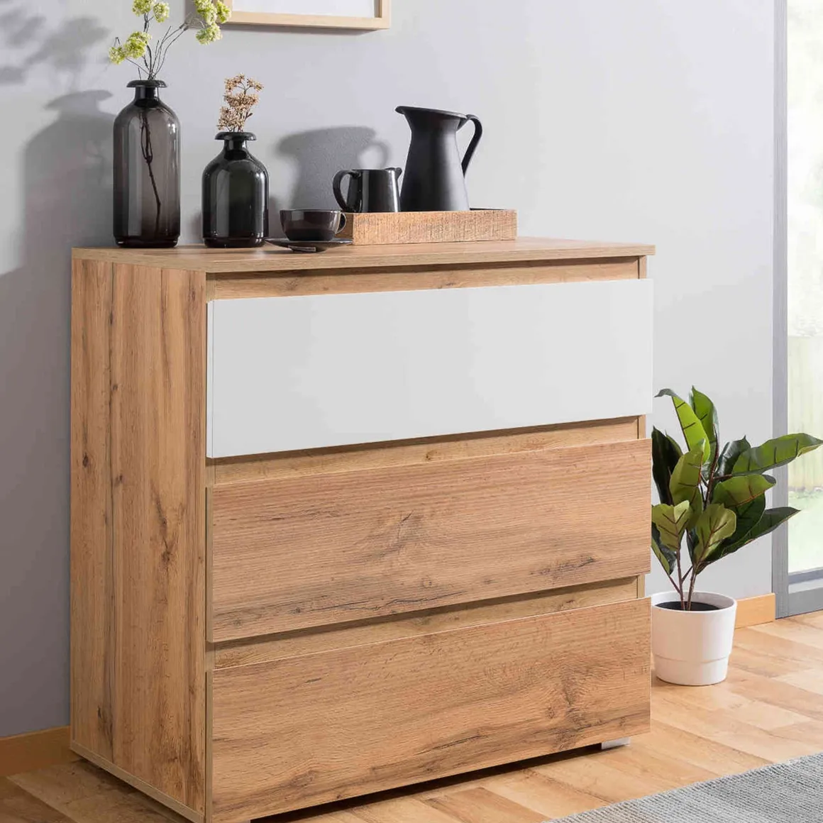 Commode 3 tiroirs en bois - CO7017