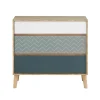 Commode 3 tiroirs en bois imitation chêne clair - CO5046
