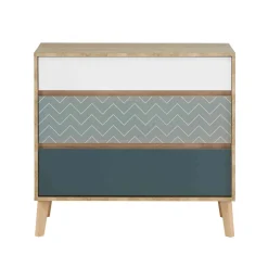 Commode 3 tiroirs en bois imitation chêne clair - CO5046