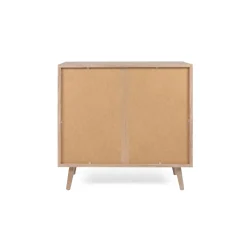 Commode 3 tiroirs en rafia imitation chêne sonoma imprimé cannage - CO7073-2