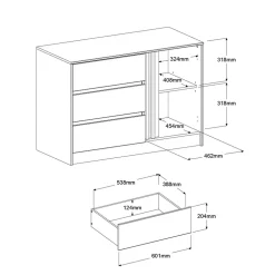 Commode 3 tiroirs 1 porte bois naturel CLEM