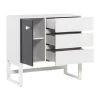 Commode 3 tiroirs 1 porte en bois blanc et anthracite - CO17028