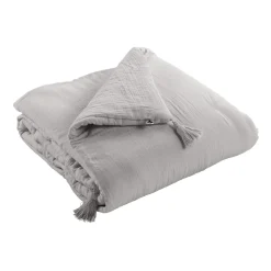 Couvre-lit double gaze de coton gris