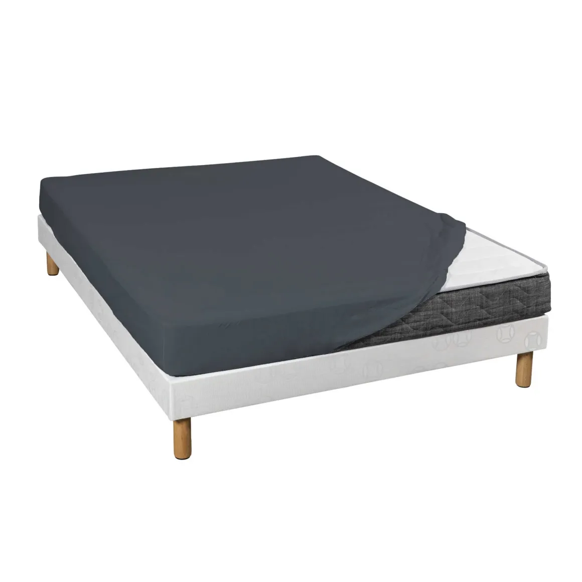 Drap housse jersey anthracite bonnet 30 cm 100% coton biologique