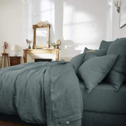 Drap plat lin lavé