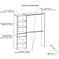 Dressing modulable avec étagères et tiroirs bois clair - DR118