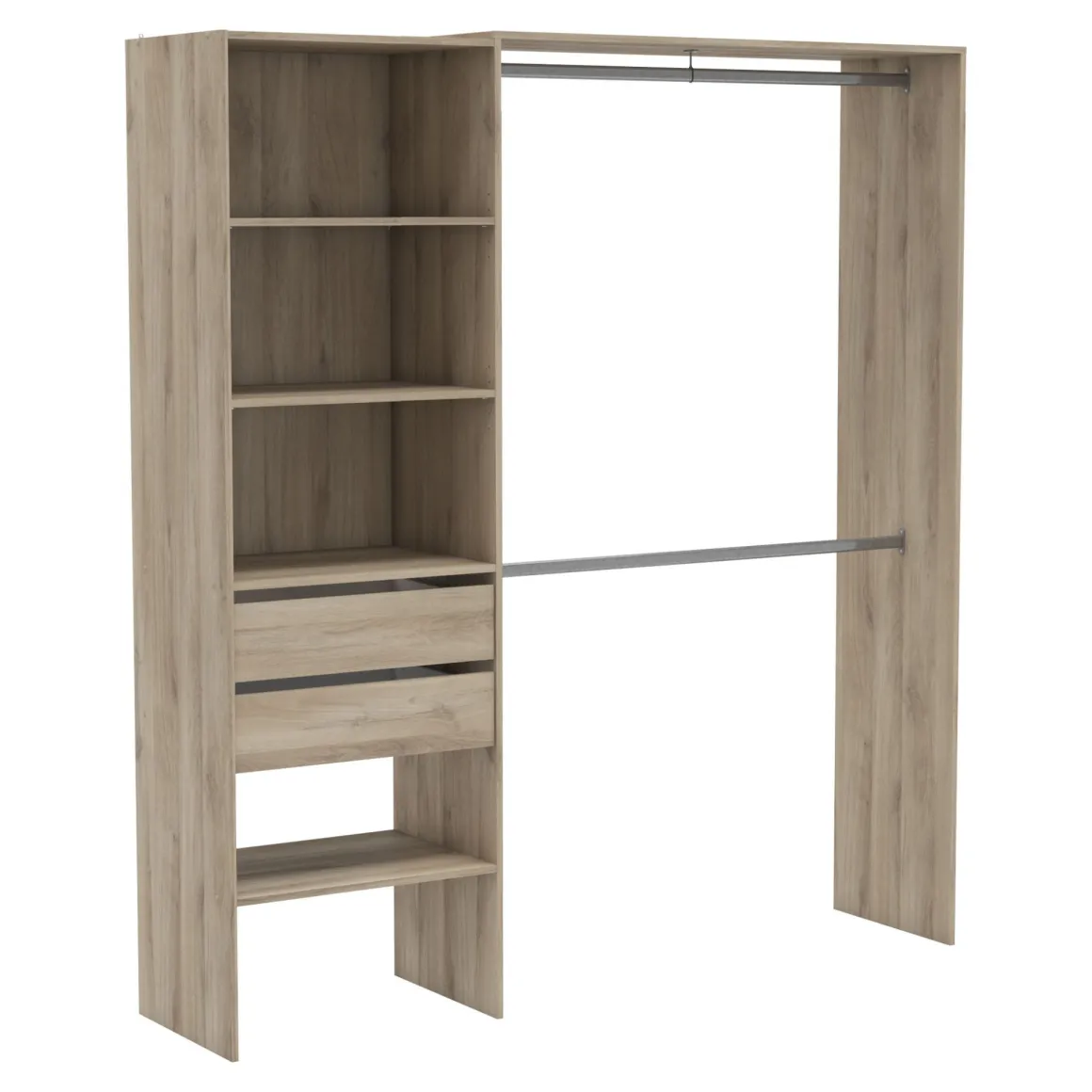 Dressing modulable avec étagères et tiroirs bois clair - DR118