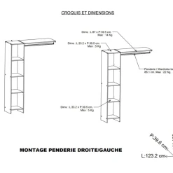 Dressing modulable avec étagères blanc - DR117