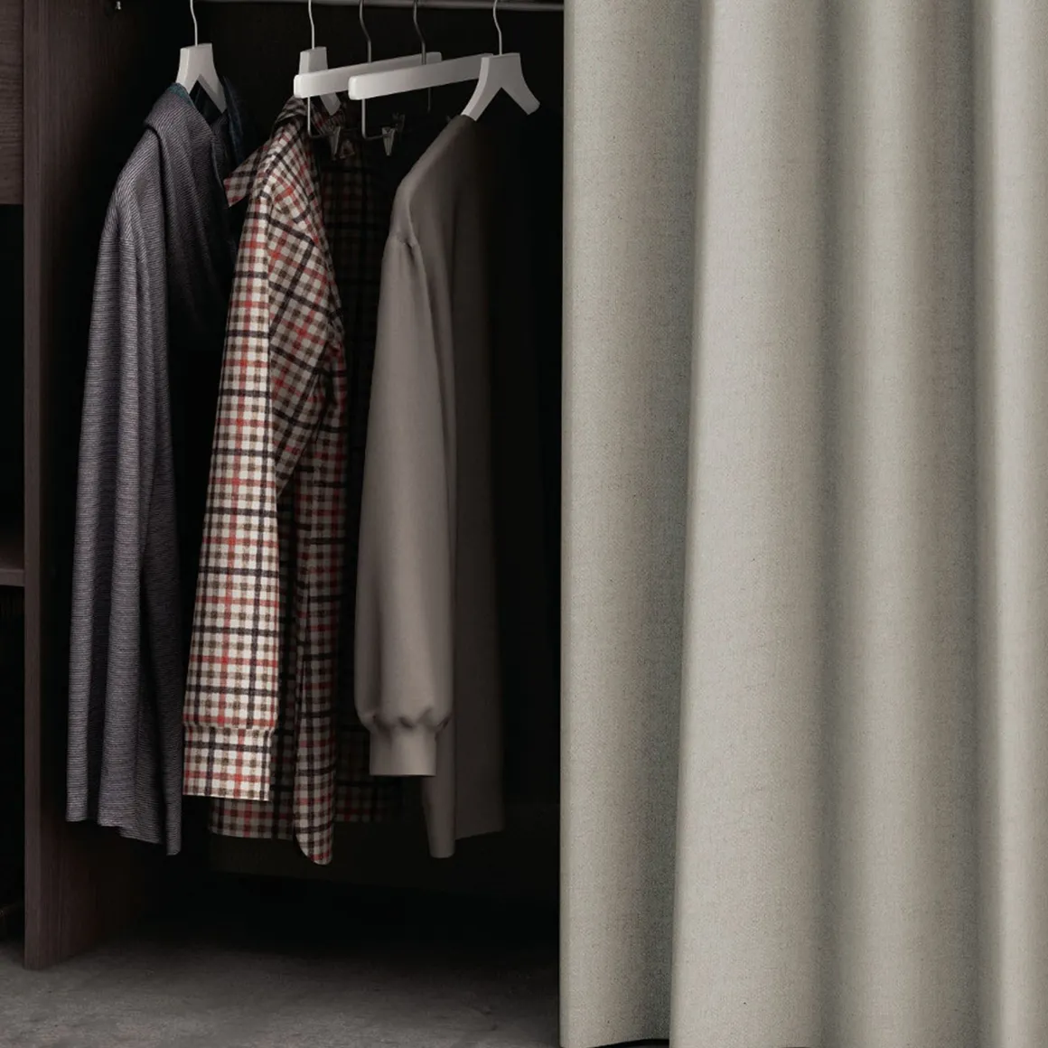 Dressing ouvert avec rideau, extensible