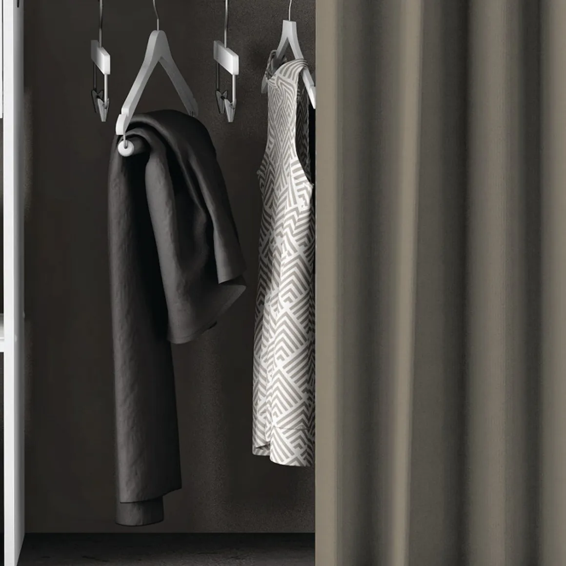 Dressing ouvert avec rideau, extensible