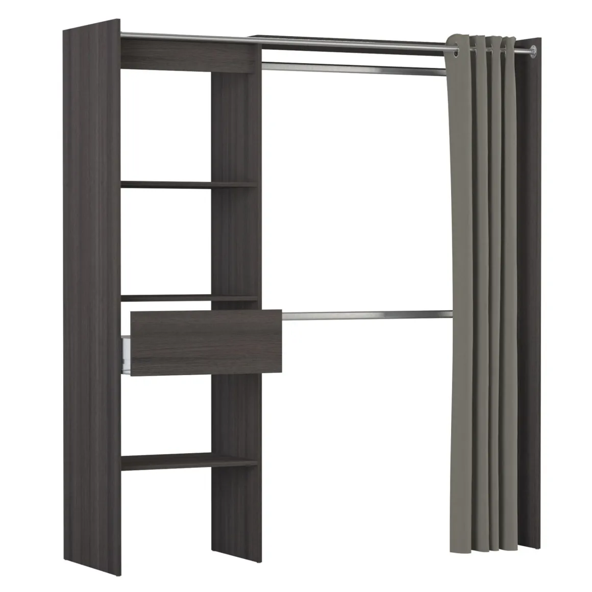 Dressing ouvert avec rideau, extensible