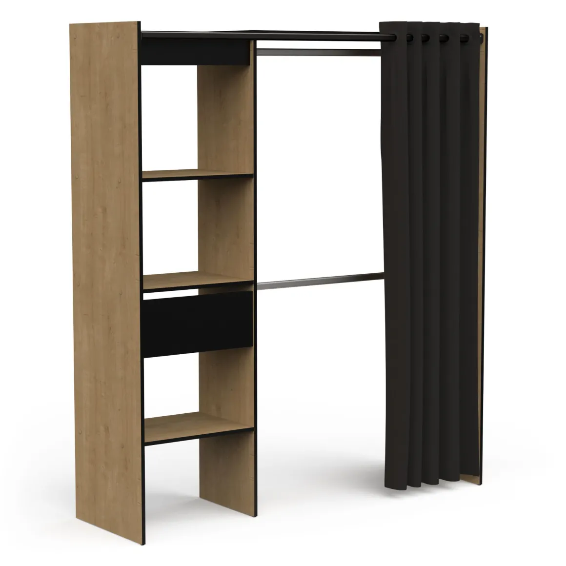 Dressing ouvert avec rideau, extensible