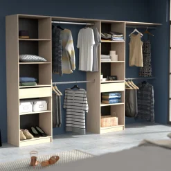 Dressing ouvert avec étagères, réversible bois naturel