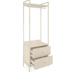 Dressing ouvert bois et métal avec tiroirs