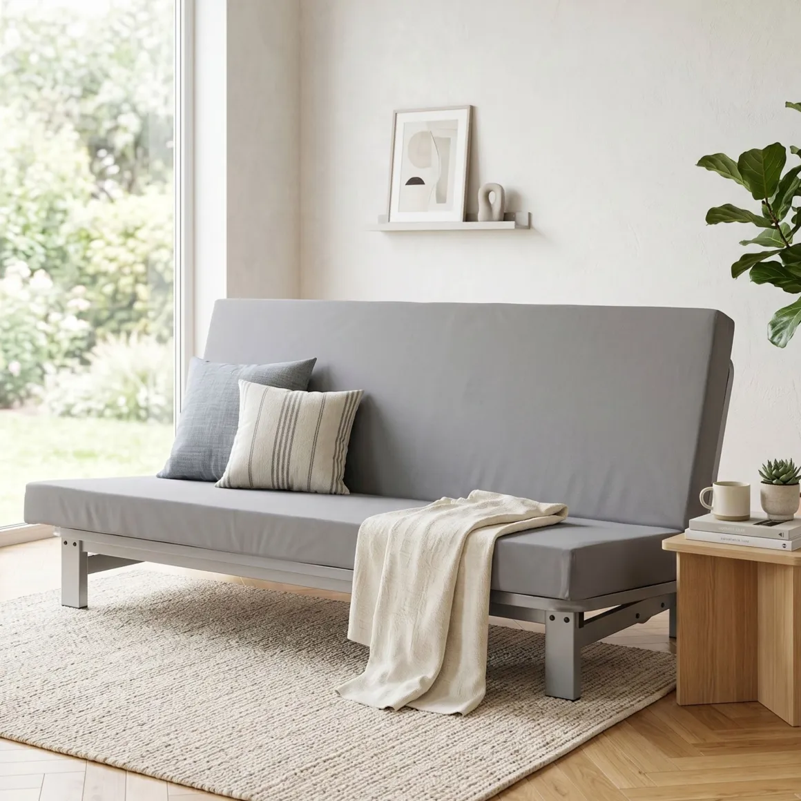 Ensemble banquette clic-clac avec matelas 130x190 cm Terre de Nuit L’Astucieux