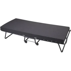 Ensemble lit d’appoint pliant sur roulettes avec matelas mousse 90x190 cm- Terre de Nuit