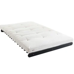 Ensemble matelas futon en coton et structure en bois massif noir