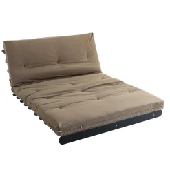 Ensemble matelas futon en coton et structure en bois massif noir