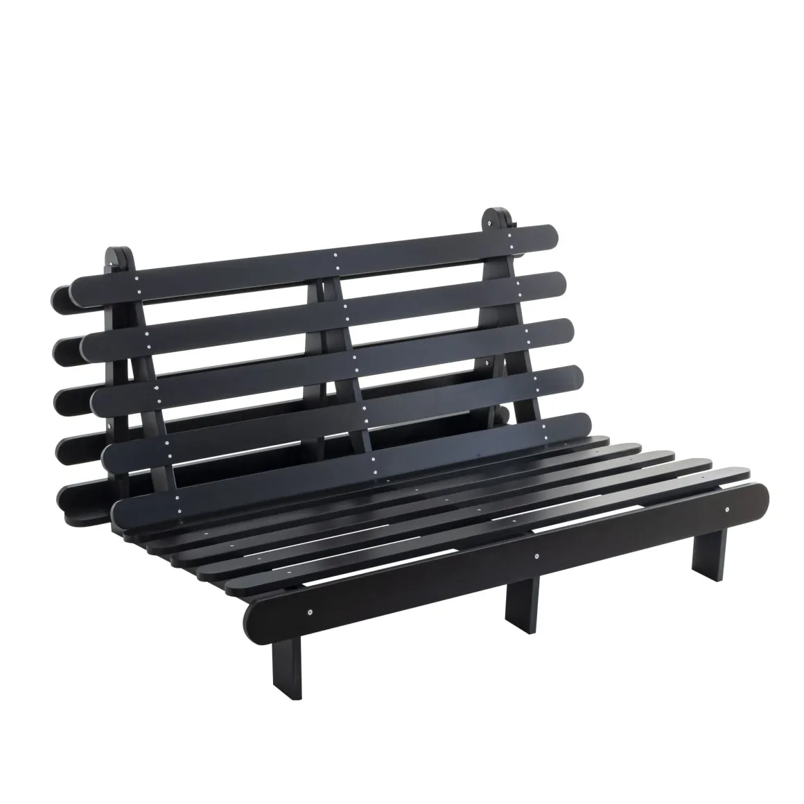 Ensemble matelas futon en coton et structure en bois massif noir