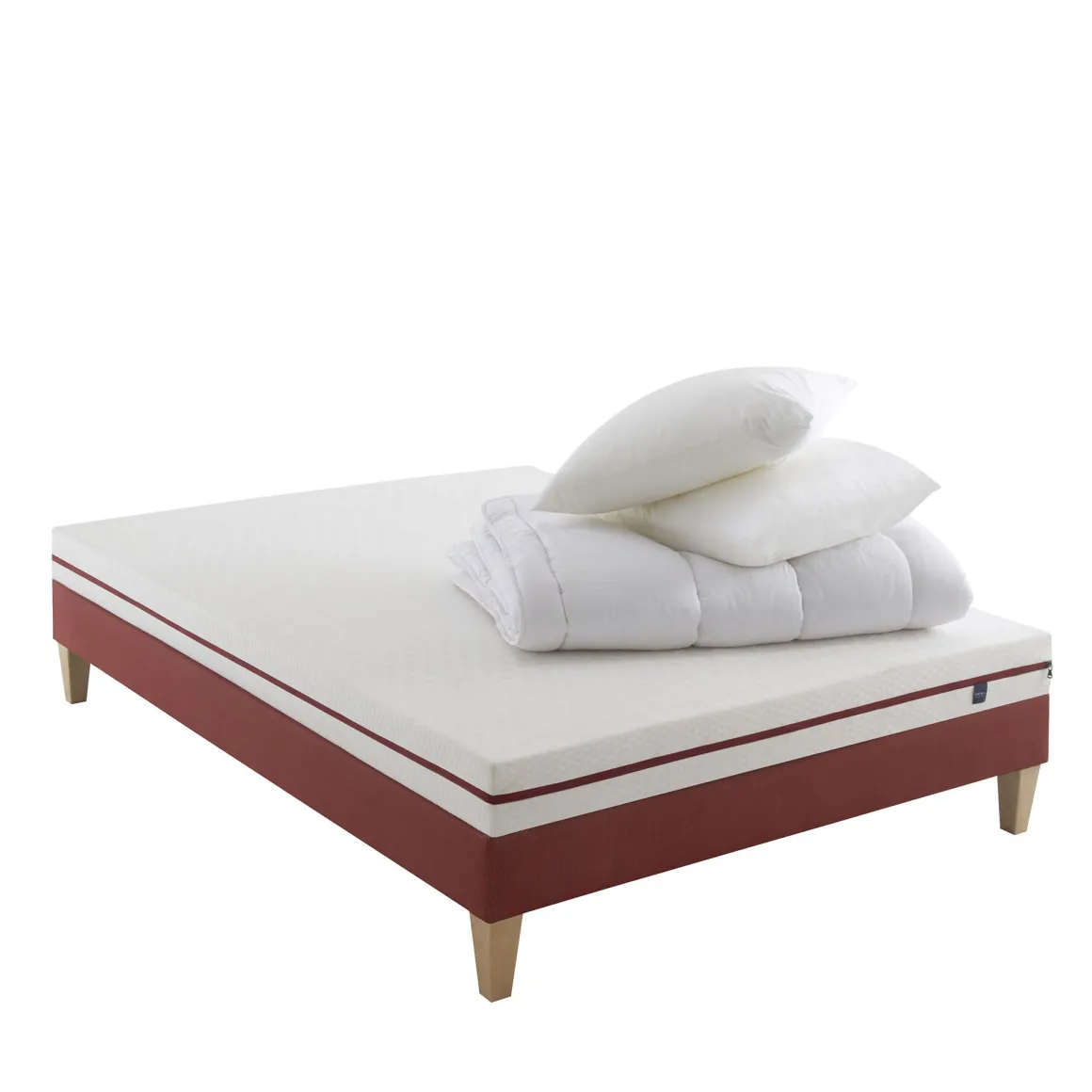Ensemble matelas junior 100% latex, sommier, pieds, couette et oreiller Crépuscule 200 - SOMEO