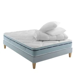 Ensemble matelas mémoire de forme, sommier, pieds, couette et oreiller Songe 500 - SOMEO