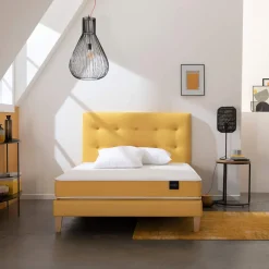 Ensemble matelas mousse, sommier, pieds, tête de lit, couette et oreiller Aurore 400 - SOMEO