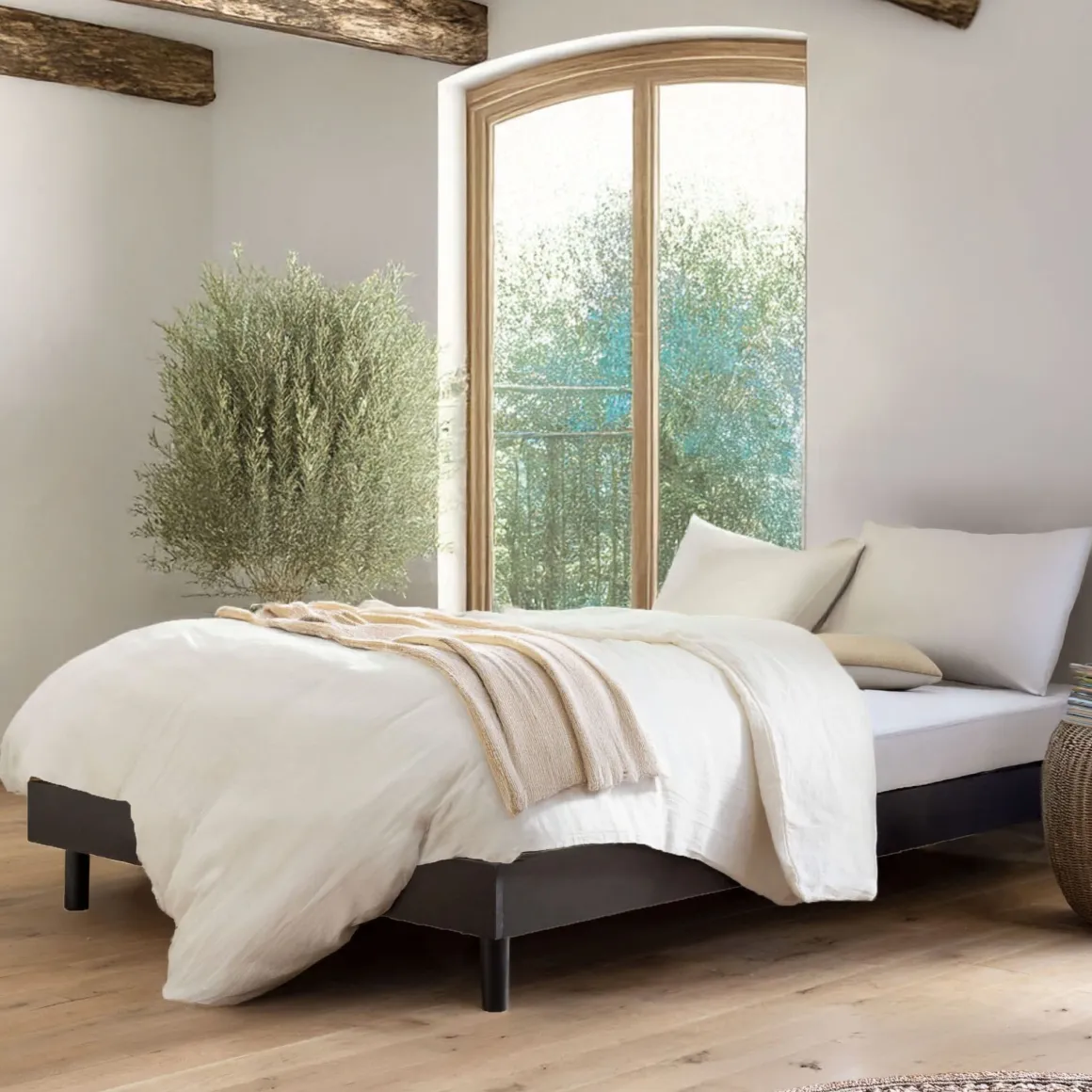 Ensemble matelas mousse + sommier bois massif